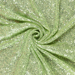 Sequined Soft Mesh in Lettuce Green w/Gold Thread - Per ½ Metre