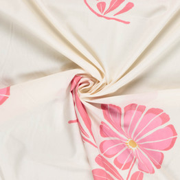 Cotton Poplin w/Large Pink Floral Splash on Ivory - Per ½ Metre