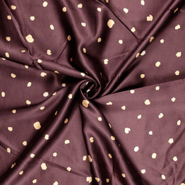 Viscose Satin in Chestnut Brown w/Gold Nuggets - Per ½ Metre