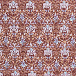 100% Cotton Lawn Blue & Gold Florals on Brown - Per ½ Metre