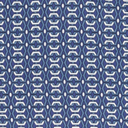 Blue Viscose Twill w/Interlocking Geo Deisgn - Per ½ Metre