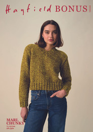 Twist V Neck Sweater in Hayfield Bonus Marl Chunky (10946)