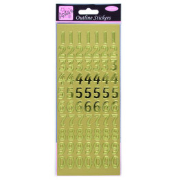 Outline Stickers - Large Numbers Gold