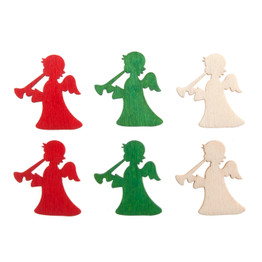 Christmas Craft Embellishments (12pcs) - Bright Wooden Angels