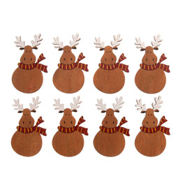 Christmas Craft Embellishments (10pcs) - Wooden Reindeer