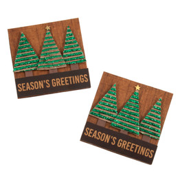 Christmas Craft Embellishments (2pcs) - Seasons Greetings & Christmas Tree