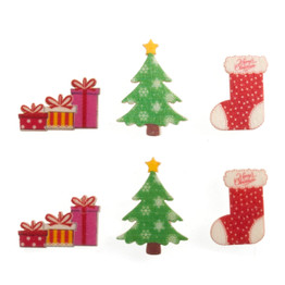 Christmas Craft Embellishments (6pcs) - Wooden Christmas Assortment