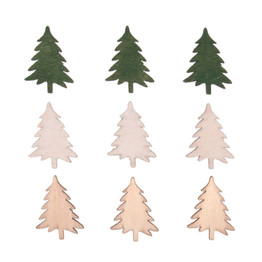 Christmas Craft Embellishments (9pcs) - Wood Trees