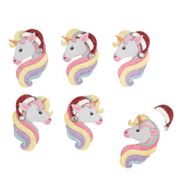 Christmas Craft Embellishments (6pcs) - Festive Glitter Uniorns