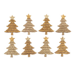 Christmas Craft Embellishments (8pcs) - Gold Glitter Trees