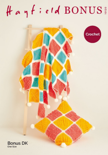 Blanket & Cushion in Hayfield Bonus DK (10120) - CROCHET Blanket & Cushion in Hayfield Bonus DK (10120) - CROCHET