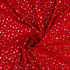 Stretch Polyester: Metallic Silver Stars on Red - Per ½ Metre