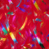 Metallic Foil Firework Splash on Red Polyester - Per ½ Metre