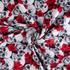 Cotton Poplin Print - Red/White Skulls & Roses - Per ½ Metre