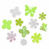 Craft Embellishments (8pcs) - Green Fabric Flower Mix