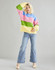 Striped Balloon Sleeve Sweater in Hayfield Bonus Chunky (10602) - PDF