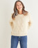 Women's Centre Cable Crew-Neck Sweater in Sirdar Saltaire Aran (10174) - PDF