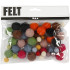 Assorted Felt Balls (52pcs) - Various Colours