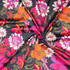 100% Polyester Satin: Retro Floral on Black - Per ½ Metre