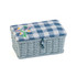 Embroidered Wicker Basket Sewing Box - Wild Floral Plaid