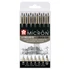 Sakura Pigma Micron Set (6pcs + 1 Pigma Brush) - Black