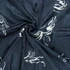 Italian Viscose Satin on Navy w/White Fossil Pattern - Per ½ Metre