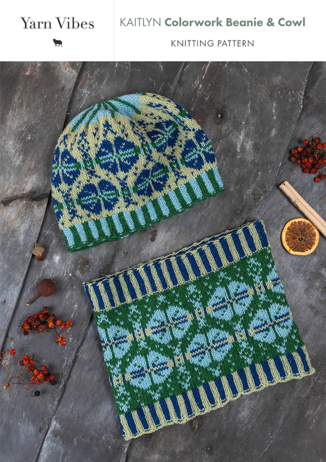 Kaitlyn Colourwork Hat & Cowl in Yarn Vibes 4 Ply - PDF - Vibes & Scribes