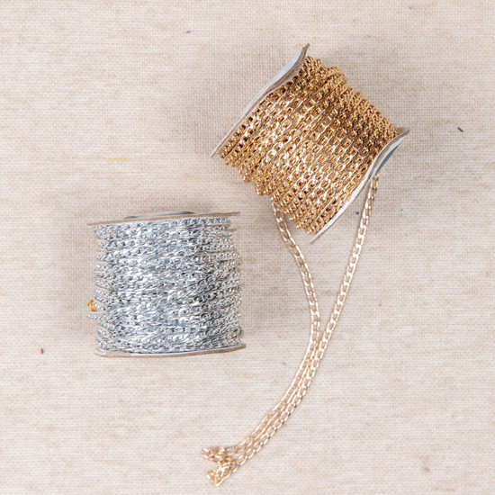 Flat Square Metal Chain - Per Metre - Vibes & Scribes