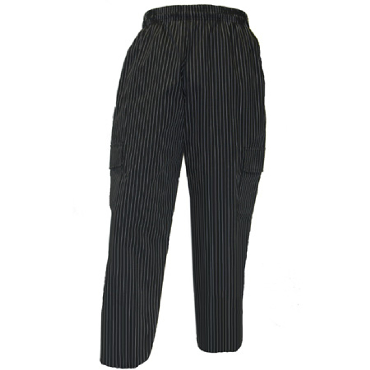 white pants with black pinstripes