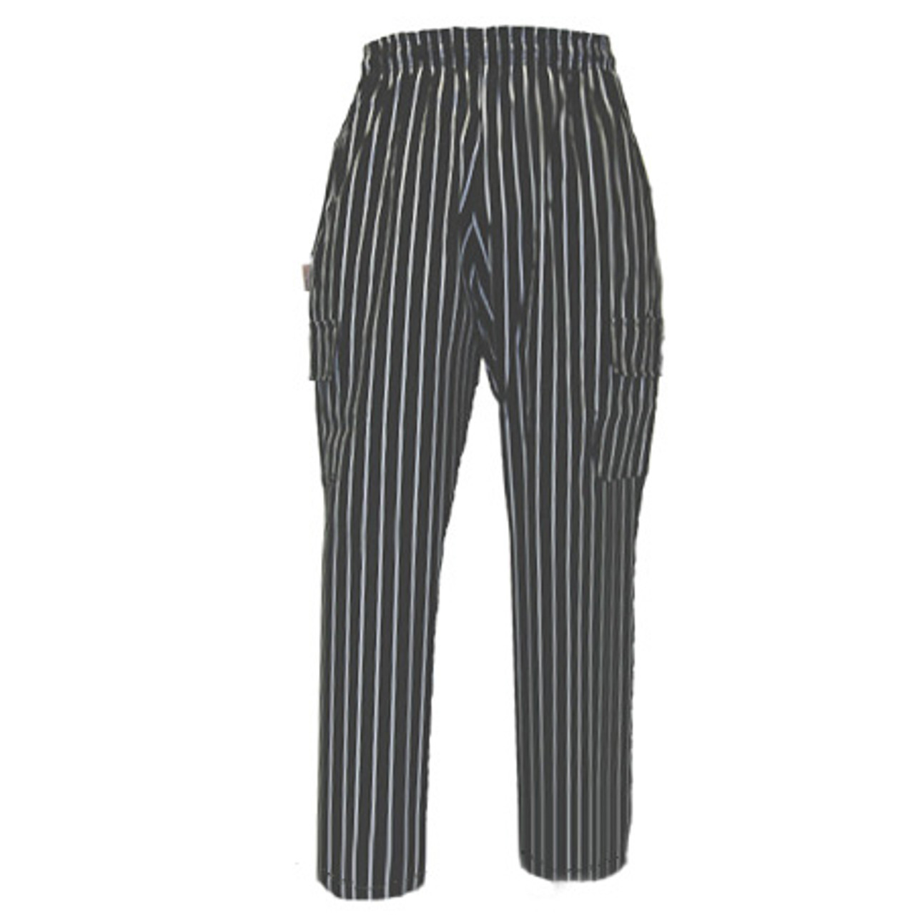 Cargo Chef Pants in 100% Cotton Big Black and White Pinstripe ...