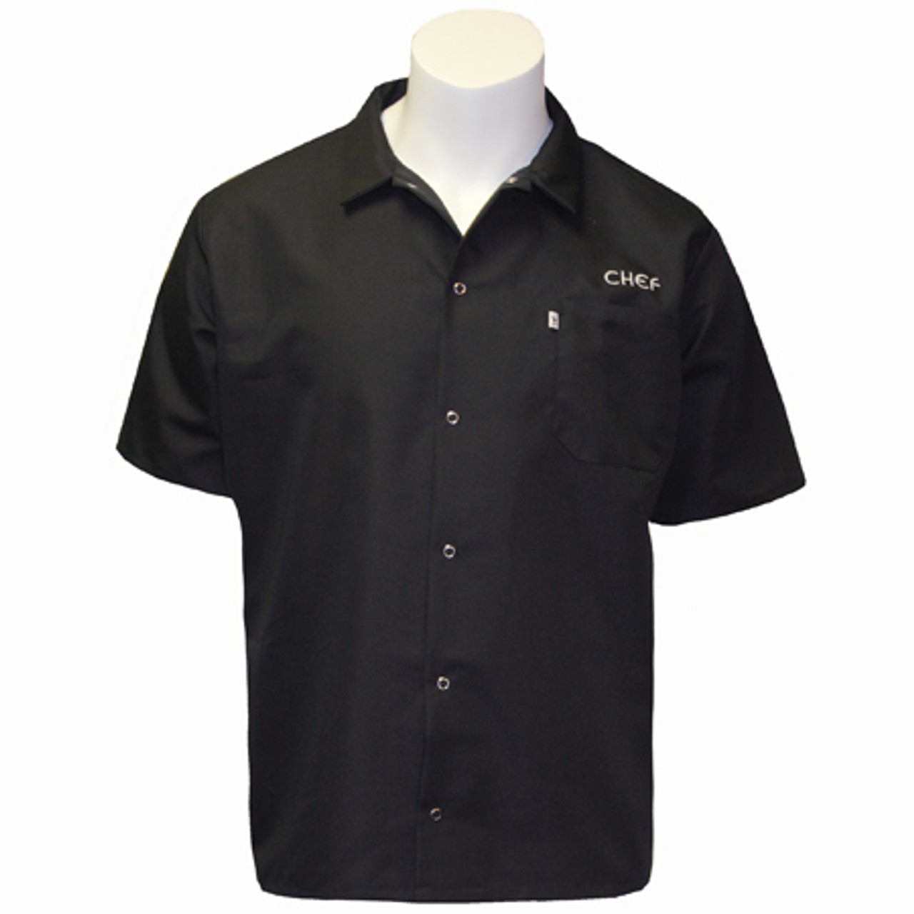 Cook Shirt with CHEF Embroidery in Black - Culinary Classics
