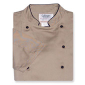 Women's Traditional Coat in Khaki Twill with Short Sleeves