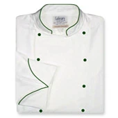 Contempo Coat in White Midweight Cotton with Spruce Accents 1036535