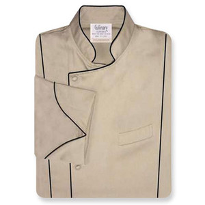 Milan Chef Coat in Khaki Twill with Black Accents