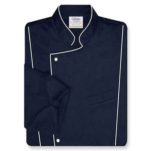 Milan Chef Coat in Navy Twill with White Accents