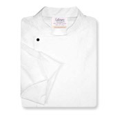 Royal Chef Coat in White Egyptian Cotton w/ black button strips & pocket