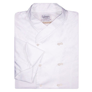 Imperial Chef Coat in White Poplin with Knot Buttons 1040533