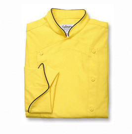 Venetian Chef Coat in Chrome Yellow Poplin with Black Cording