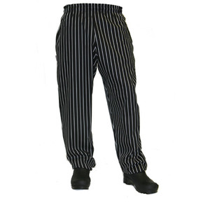 Baggy Chef Pants in Black and White Chalk Stripe, 7100-604