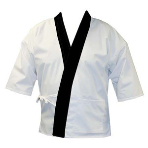 Sushi Chef Coat in White with Black Trim, 1037-005