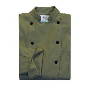 Women's Traditional Coat in Olive Green with Black Buttons, 1035014