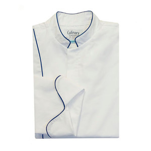 Vanguard Chef Coat in White Poplin with Deep Royal Cording, 1733006