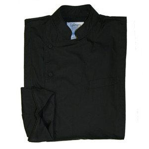 Milan Chef Coat in Black Maxima Poplin with Black Cording, 1085-910-5153-90012