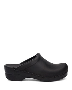 Dansko Sonja Black Oiled Traditional Chefs Clog, D9140