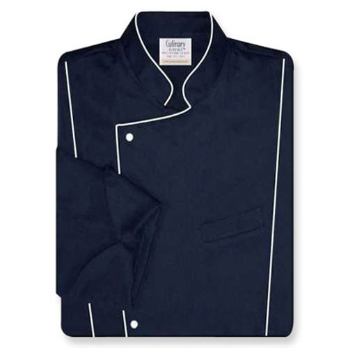 Milan Chef Coat in Navy Twill with White Accents Milan Chef Coat in Navy Twill with White Accents