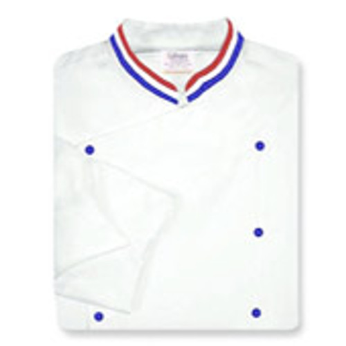 Venetian Coat in White with Tri-Color Ribbon Collar