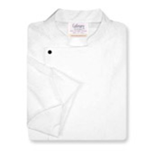 Royal Chef Coat in White Egyptian Cotton w/ black button strips & pocket