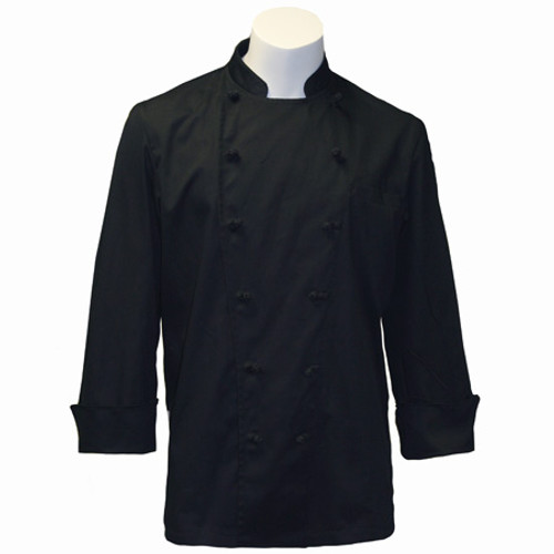 Traditional Chef Coat in Black Fineline Twill with Black Knot Buttons 1030505 Traditional Chef Coat in Black Fineline Twill with Black Knot Buttons 1030505