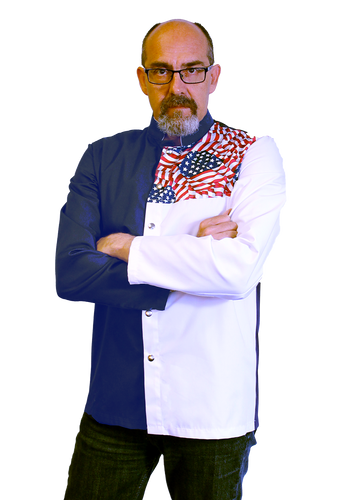 Old Glory Tri-Color Chef Coat in Red, White and Blue, 1356_003 Old Glory Tri-Color Chef Coat in Red, White and Blue, 1356_003