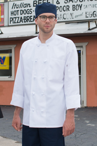 Entree Chef Coat with Knot Buttons in White UN1015